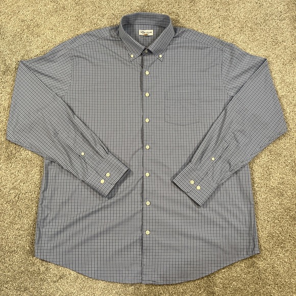 Peter Millar Other - Peter Millar Summer Comfort Button Up Shirt XL Blue‎ Plaid Stretch Nylon Golf